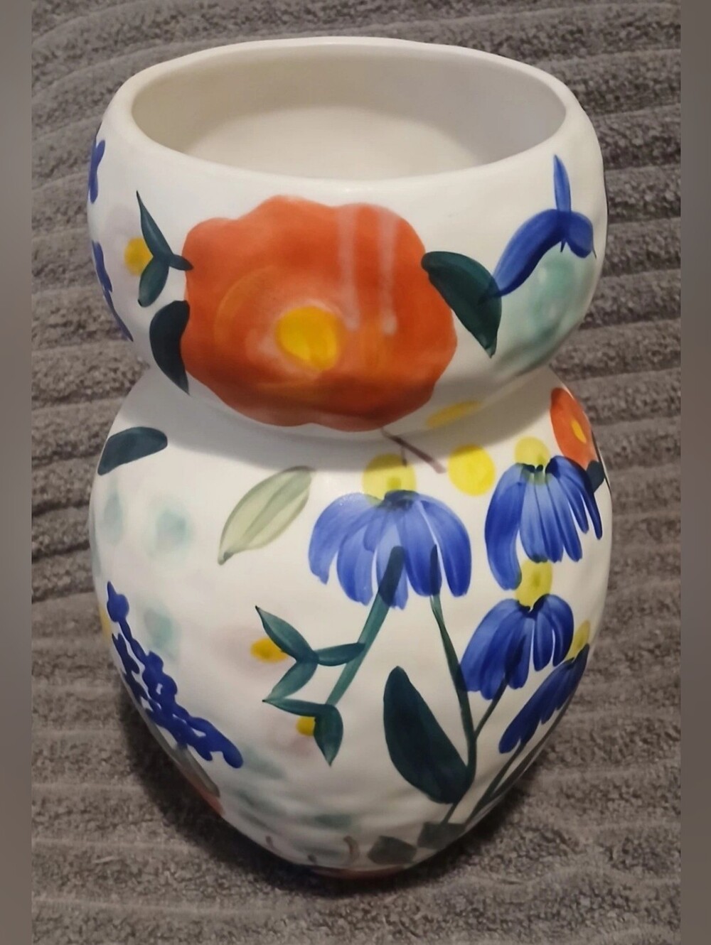 Anthropologie Carmo Cottagecore Vase Hand Painted Floral Retired Boho